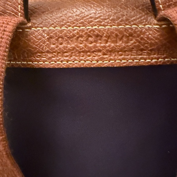 Longchamp Navy Backpack with Brown Leather Flap - Picture 6 of 7